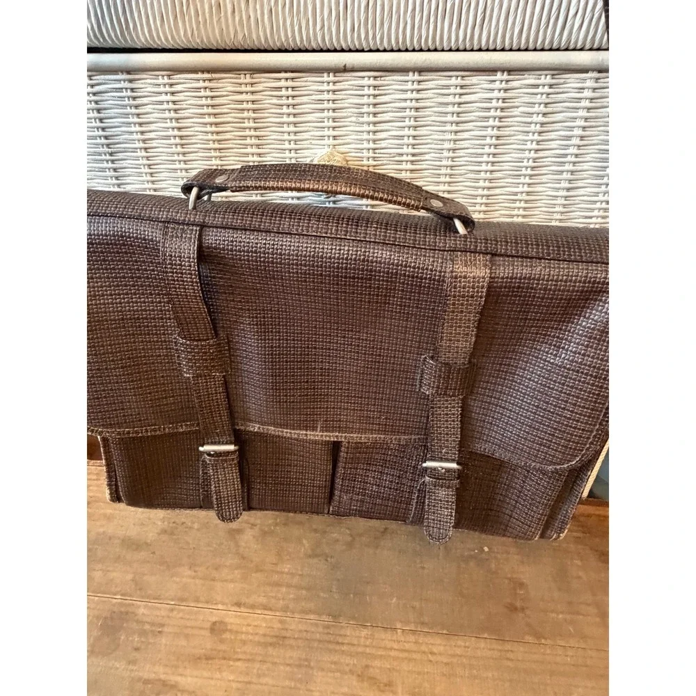 Vintage Collegiate Saddlebag Brown Textured Leather Messenger Bag Briefcase USA